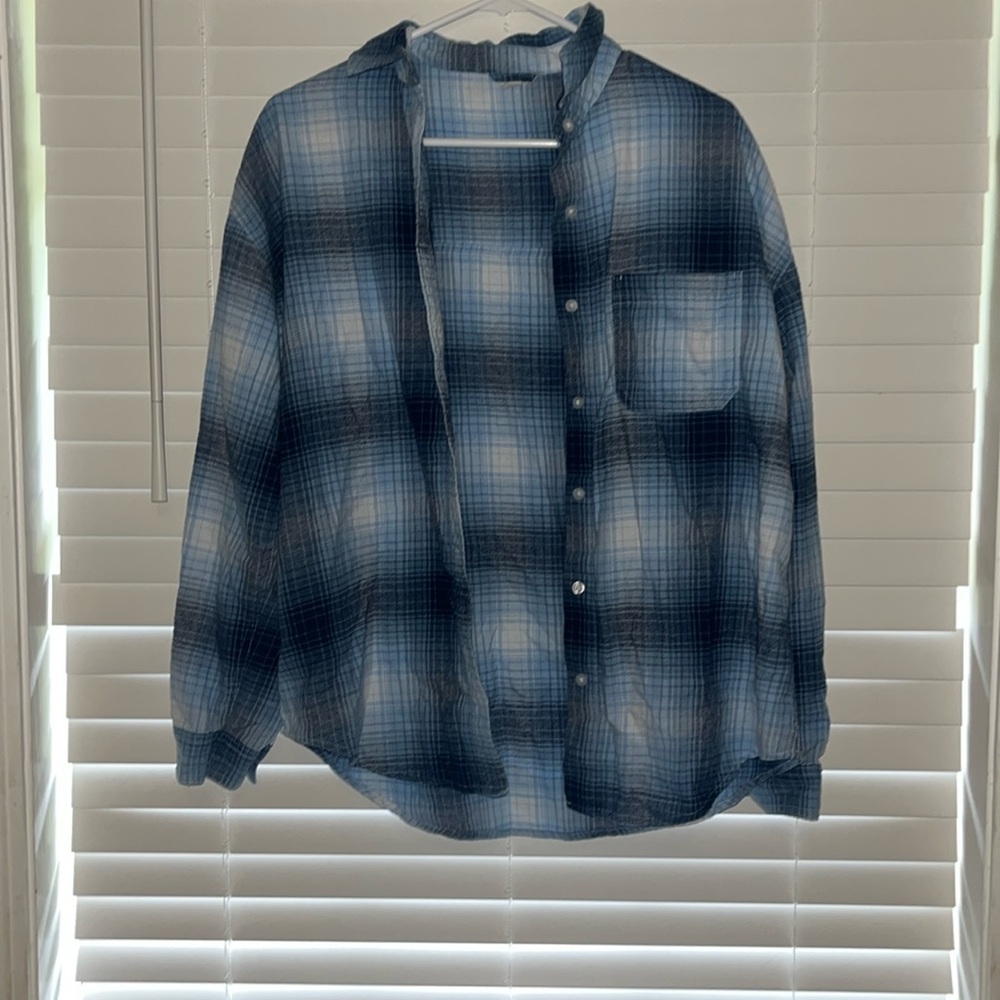 Small blue button up flannel
